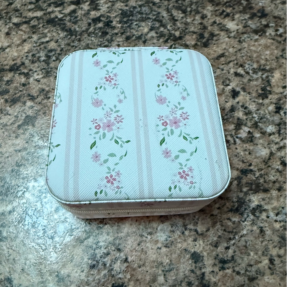 Altar'd State Floral Jewelry Box with Pink and Green Accents